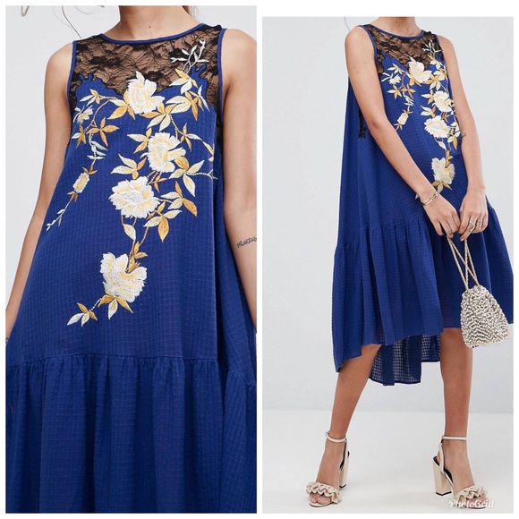 ASOS Dresses & Skirts - ASOS Embroidered Drop Waist Dress